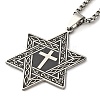 304 Stainless Steel Star of David with Cross Pendant Necklaces NJEW-S007-07P-2