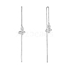 SHEGRACE Rhodium Plated 925 Sterling Silver Thread Earrings JE569A-1