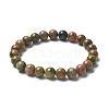 Natural Unakite Bead Stretch Bracelets X-BJEW-K212-B-006-4