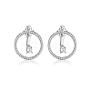 Anti-Tarnish Ring Rhodium Plated 925 Sterling Silver Stud Earrings PB1316-2-1