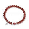 2Pcs Natural Carnelian & Natural White Jade Beaded Stretch Bracelets BJEW-JB11197-3