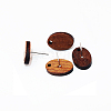 Coconut Brown Wood Stud Earring Findings EJEW-CJC0001-12-3