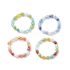 4Pcs 4 Color Bling Glass Rice Beaded Stretch Rings Set for Women RJEW-TA00058-1