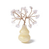 Natural Rose Quartz Chips Tree of Life Decorations with Topaz Gourd Base DJEW-P021-A01-1