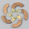 Transparent Resin & Walnut Wood Pendants RESI-S389-007A-D01-1