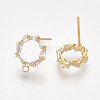 Brass Cubic Zirconia Stud Earring Findings X-KK-S350-343-2