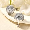 Half Round Brass Micro Pave Clear Cubic Zirconia Stud Earrings EJEW-C126-05P-3