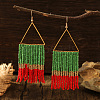 Bohemian Style Triangle Metal Glass Seed Bead Tassel Dangle Earrings for Women WC2298-4-1