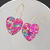 Glitter Heart Acrylic & Titanium Alloy Hoop Earrings for Women FS-WG2AED5-03-1