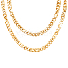 2Pcs 7mm Stainless Steel Cuban Link Chain Necklaces for Women Men NJEW-BBC0001-39B-1