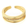 Brass Micro Pave Clear Cubic Zirconia Open Cuff Rings for Women RJEW-M021-04G-1