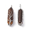 Natural & Synthetic Mixed Gemstone Copper Wire Wrapped Pointed Pendants G-F733-05-3