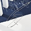 304 Stainless Steel Religion Curved Cross Pendant Cable Chain Necklaces for Women NJEW-P320-13P-2