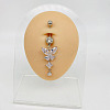 304 Stainless Steel Crystal Rhinestone Dangle Belly Rings WGC038A-03-1