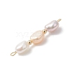 Three-Color Natural Pearl Potato Beaded Connector Charms PALLOY-JF04904-02-4