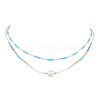 Glass Beaded Double Layer Necklaces NJEW-MZ00070-01-2