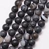 Natural Black Agate Bead Strands G-K166-12-6mm-03-1