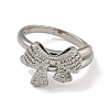 Bowknot Brass Micro Pave Clear Cubic Zirconia Double Rings RJEW-Z050-25P-3