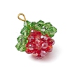 7Pcs 7 Colors Handmade Copper Wired Glass Beaded Fruits Pendants PALLOY-CJ00100-4