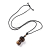 Natural Tiger Eye Mushroom Pendant Necklace NJEW-E065-01B-2