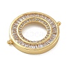 Rack Plating Brass Clear Cubic Zirconia Ring Connector Charms KK-A234-075G-2