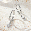 Clear Cubic Zirconia Rhombus Dangle Hoop Earrings FZ2650-2-2