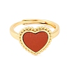 Heart Natural Red Jasper Adjustable Rings RJEW-Q817-05G-01-2