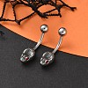 Snake Head 316 Surgical Stainless Steel Cubic Zirconia Belly Button Rings/Earrings EJEW-G416-16AS-01-1