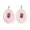 Natural Rose Quartz & Cubic Zirconia Pendants X-G-Z076-01G-20-1