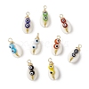 Acrylic Imitation Shell & Evil Eye Lampwork Pendants PALLOY-JF02876-1