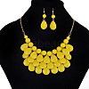 Fashionable Beach Style Acrylic Teardrop Dangle Earrings & Bib Necklaces Sets FS-WG62A33-02-1