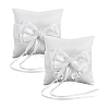 Square Polyester with Plastic Pearl Flower Wedding Finger Ring Display Pillow RDIS-WH0016-24A-1