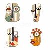 4Pcs 4 Style Abstract Face Alloy Enamel Brooch JEWB-SZ0001-22-2