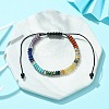 Natural & Synthetic Mixed Gemstone Flat Round Braided Bead Bracelets BJEW-JB09711-2