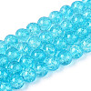 Spray Painted Crackle Transparent Glass Beads Strands CCG-Q001-8mm-06-A-1