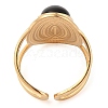 Oval Natural Black Agate Finger Rings RJEW-Z057-14G-010-3