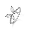 Butterfly Brass Micro Pave Cubic Zirconia Cuff Rings WG9662B-01-2