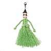 Halloween Cotton Threads Tassel & Synthetic Turquoise Skull Pendant Decorations HJEW-JM03757-03-2