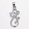 Brass Micro Pave Cubic Zirconia Pendants ZIRC-P015-14P-1