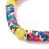 Round Imitation Jade & Handmade Polymer Clay Heishi Beads Stretch Bracelet BJEW-JB07454-9