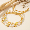 3Pcs Cross Adjustable Plastic Imitation Pearl Braided Bead Bracelets for Women OW3783-4-2