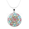Glass Mandala Flower Dome Pendant Necklace MAND-PW0001-02B-1
