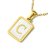 Ion Plating(IP) Rectangle with Initial Letter 304 Stainless Steel Pendant Necklace NJEW-R265-04G-C-1