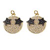 Brass Micro Pave Clear & Black Cubic Zirconia Pendants ZIRC-SZ0001-24-1