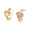 Natural Rose Quartz Heart Stud Earrings EJEW-K287-01G-02-1