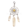 Alloy Woven Net/Web with Natural Yellow Quartz Pendants Decorations HJEW-TA00194-01-1