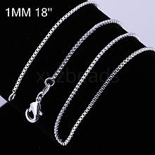 Brass Box Chain Fine Necklaces NJEW-BB10849-18