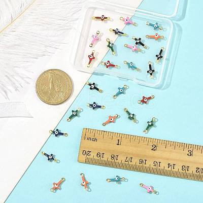 28Pcs 7 Colors Brass Enamel Connector Charms KK-FS0002-04-1