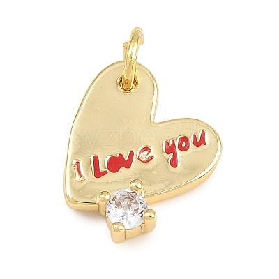Brass Micro Pave Clear Cubic Zirconia Charms KK-CBACF03-04G-C-1