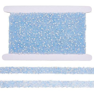 1 Roll Resin Rhinestone with Plastic Imitation Pearl Beaded Trim DIY-BC0015-57A-1